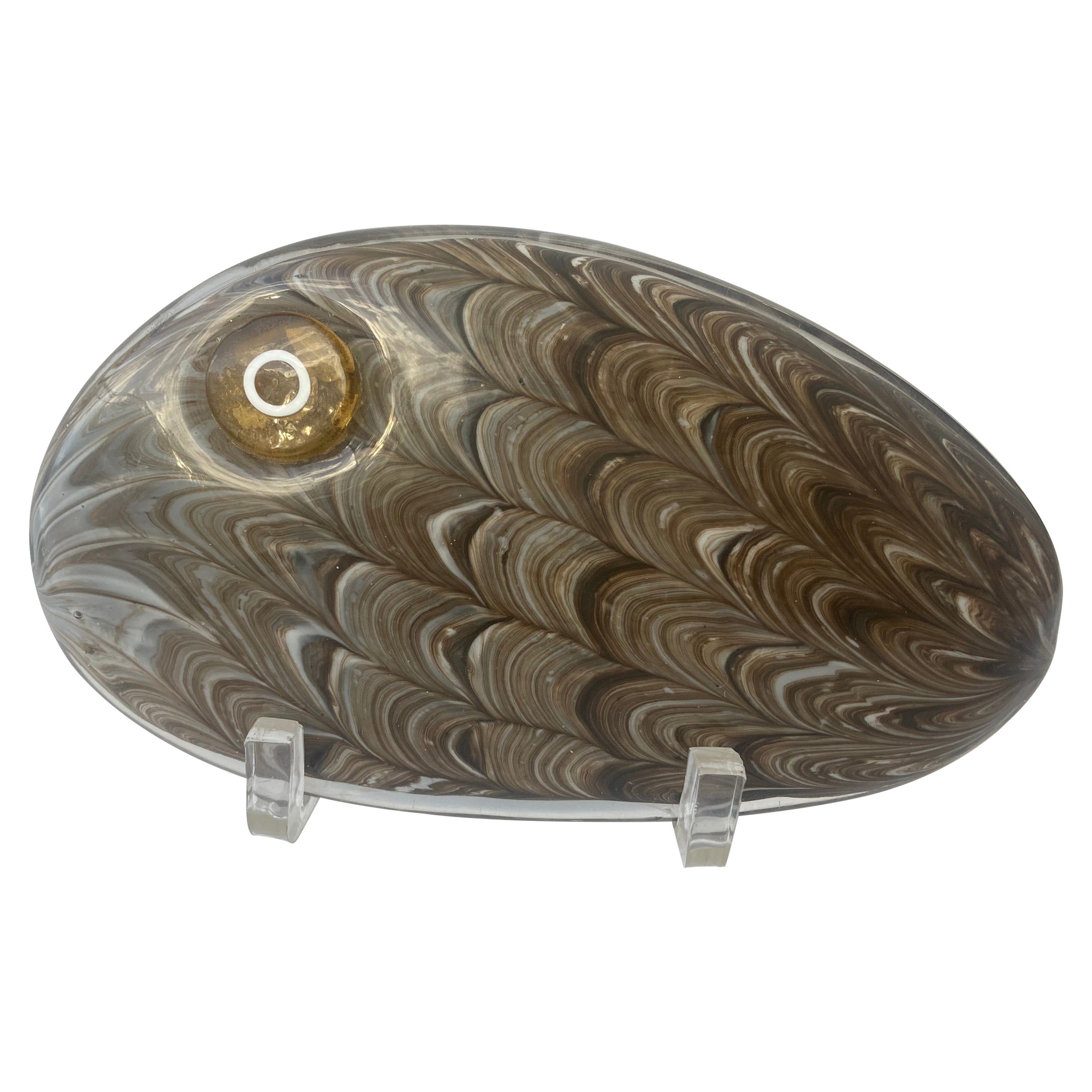 Barovier & Toso Murano Glass "Neolitico Fish" Sculpture/Paperweight For Sale
