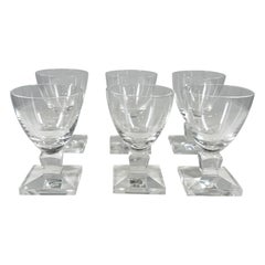 Ensemble de six verres à vin en cristal de style Lalique, fabriqués à la main en France