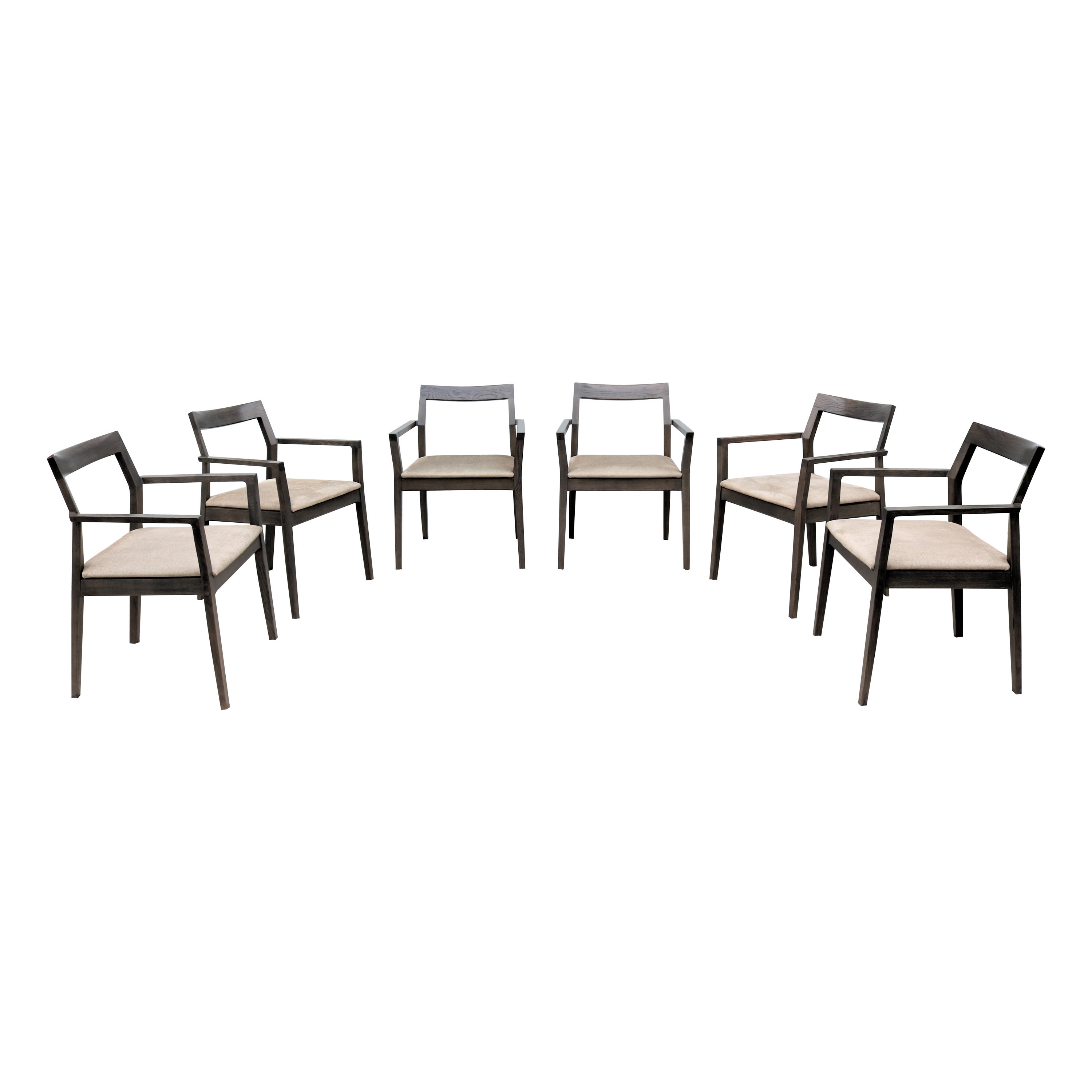 Contemporary Marc Krusin for Knoll Krusin Wood Side Dining Armchair, Set of 6