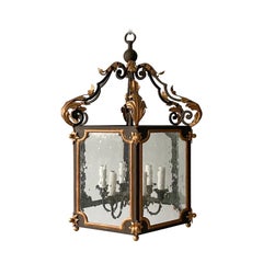 French-Style Painted And Parcel-Gilt Iron Lantern
