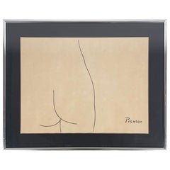 Vintage Pablo Picasso Femme Buttocks Lithograph, Framed