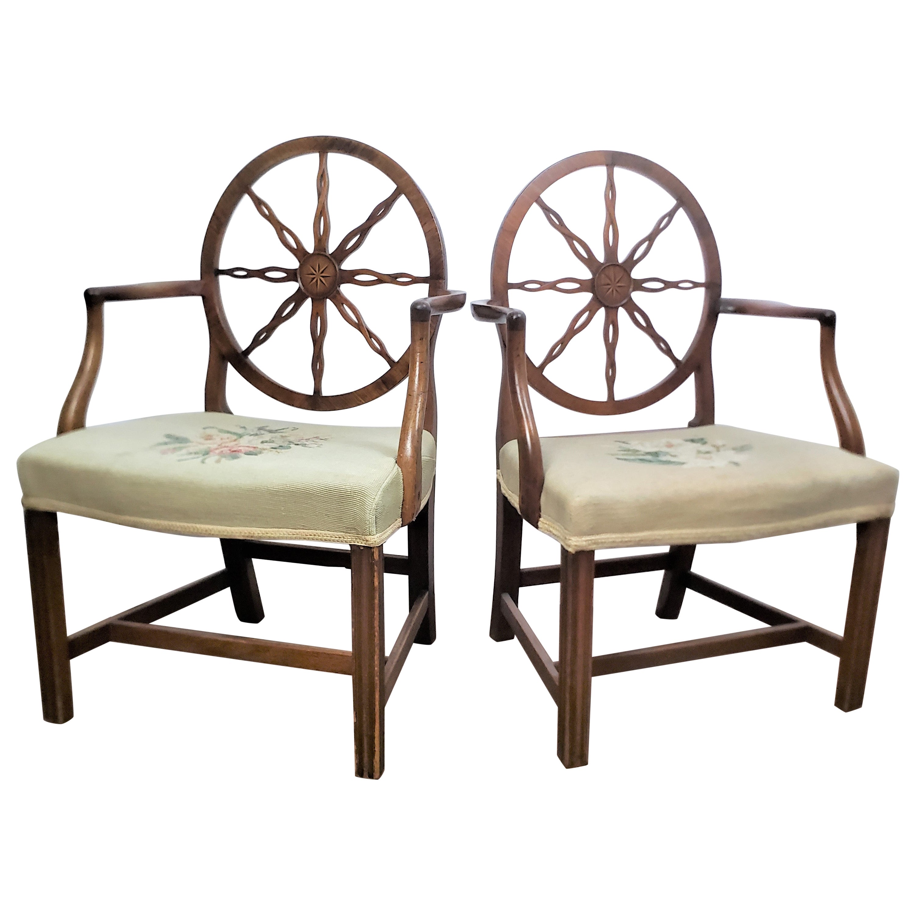 Pair of Antique King George III Period Wheelback Armchair or Side Chair Frames