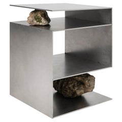Unique Z Letter Shape, Stainless Steel Stool with Natural Stones by Lee Sisan