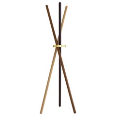Brass and Wood Sculpted Coat Stand by Leandro Garcia Contemporary Brazil Design
