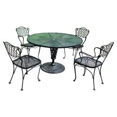 Vintage Woodard “Florentine” Wrought Iron Patio Dining Set 5 Piece