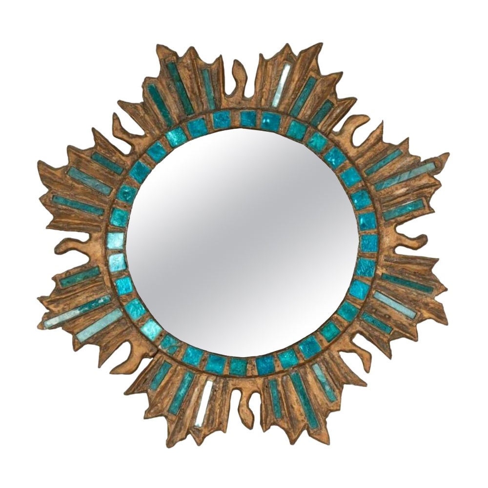 Sunburst Mirror in the Style of Line Vautrin, 1960s For Sale