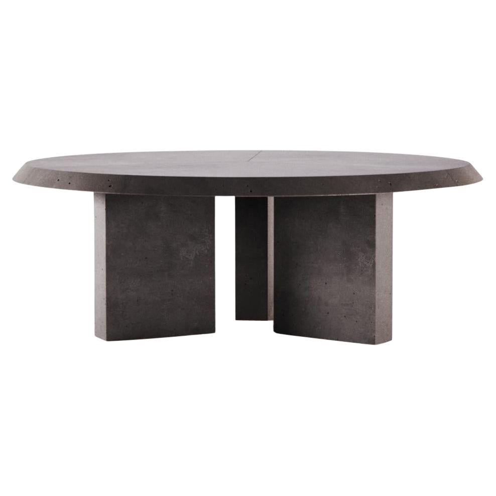 Concrete Circular Dining Table LAOBAN Ultra High Performance Dark Cement Mortar  For Sale