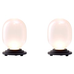 Set of 2 Black and Pink Stratos Capsule Table Light by Dechem Studio