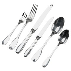 76-Piece Set of Silver Plated Flatware, Christofle Model Cluny