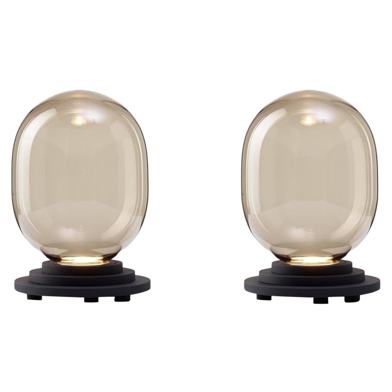 Set of 2 Green Stratos Capsule Table Light by Dechem Studio For Sale at