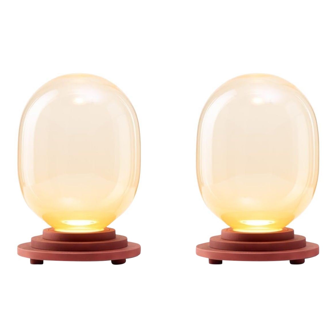 Set of 2 Green Stratos Capsule Table Light by Dechem Studio For Sale at