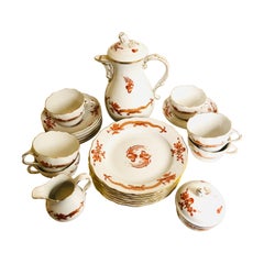 Vintage Meissen Rich Court Dragon Tea or Coffee Set With 6 Plates and 6 Cups & Saucers