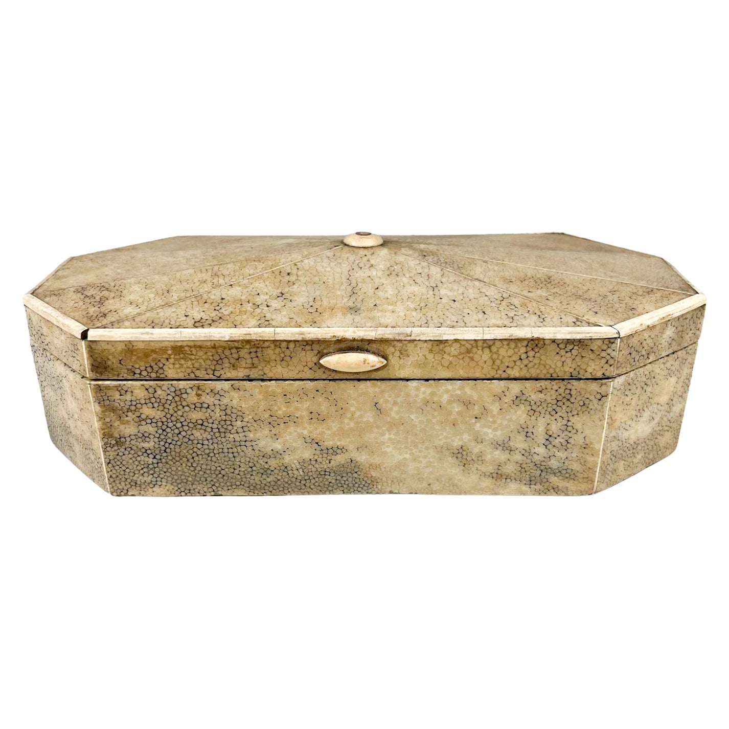 Boîte à bijoux Keepsake Art Déco des années 1930 en bois de galuchat