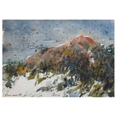 Vintage 1959 Impressionist Mountain View Watercolor Painting