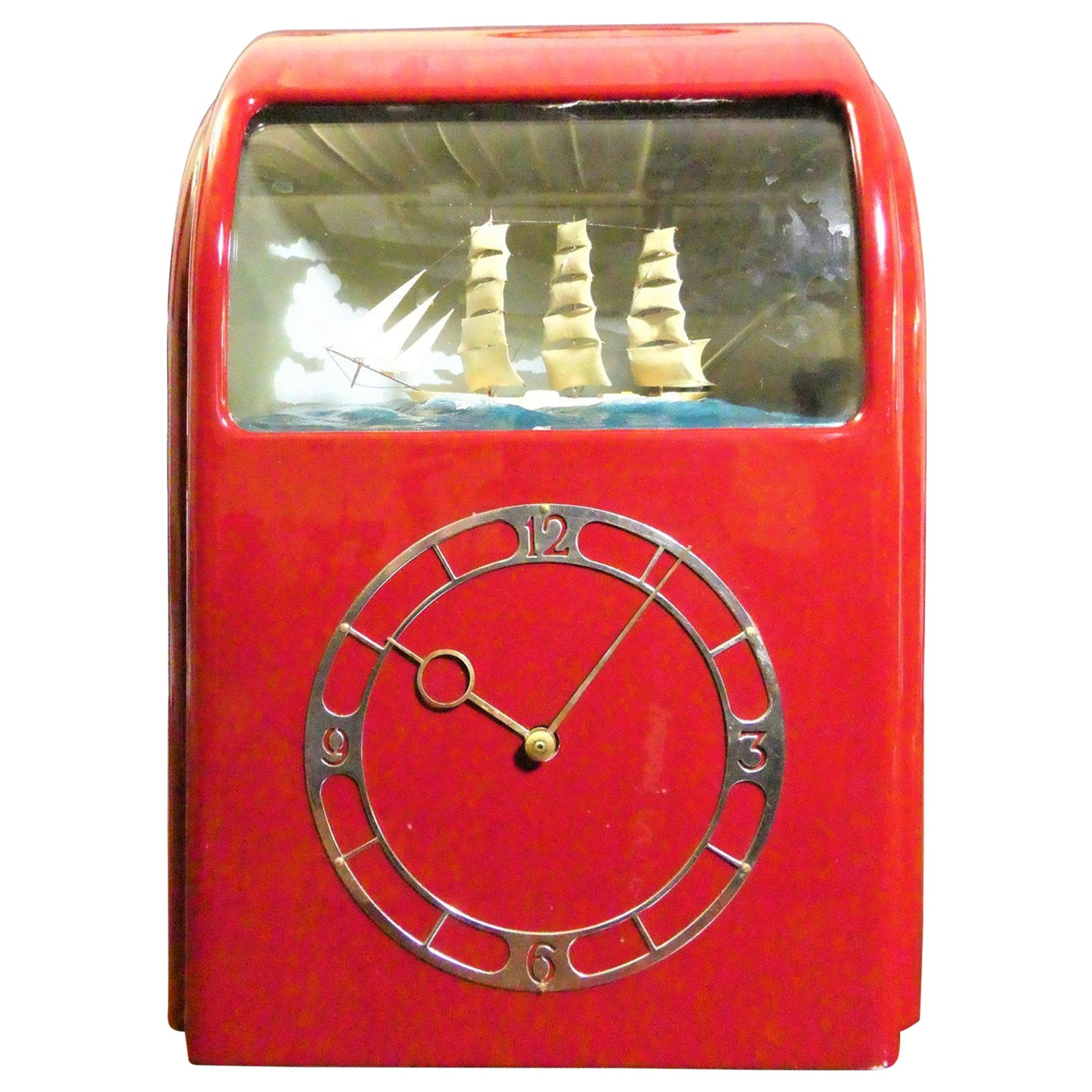 Art Deco Red Vitascope Electric Clock For Sale