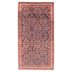 Tapis persan ancien Malayer avec tous les motifs Herati en bleu et rouge