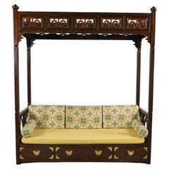 Vintage Chinoiserie Hand Carved Canopy Daybed Style of Chinese Wedding Bed