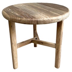 Vintage Reclaimed Elm Wood Side Table in Natural Finish