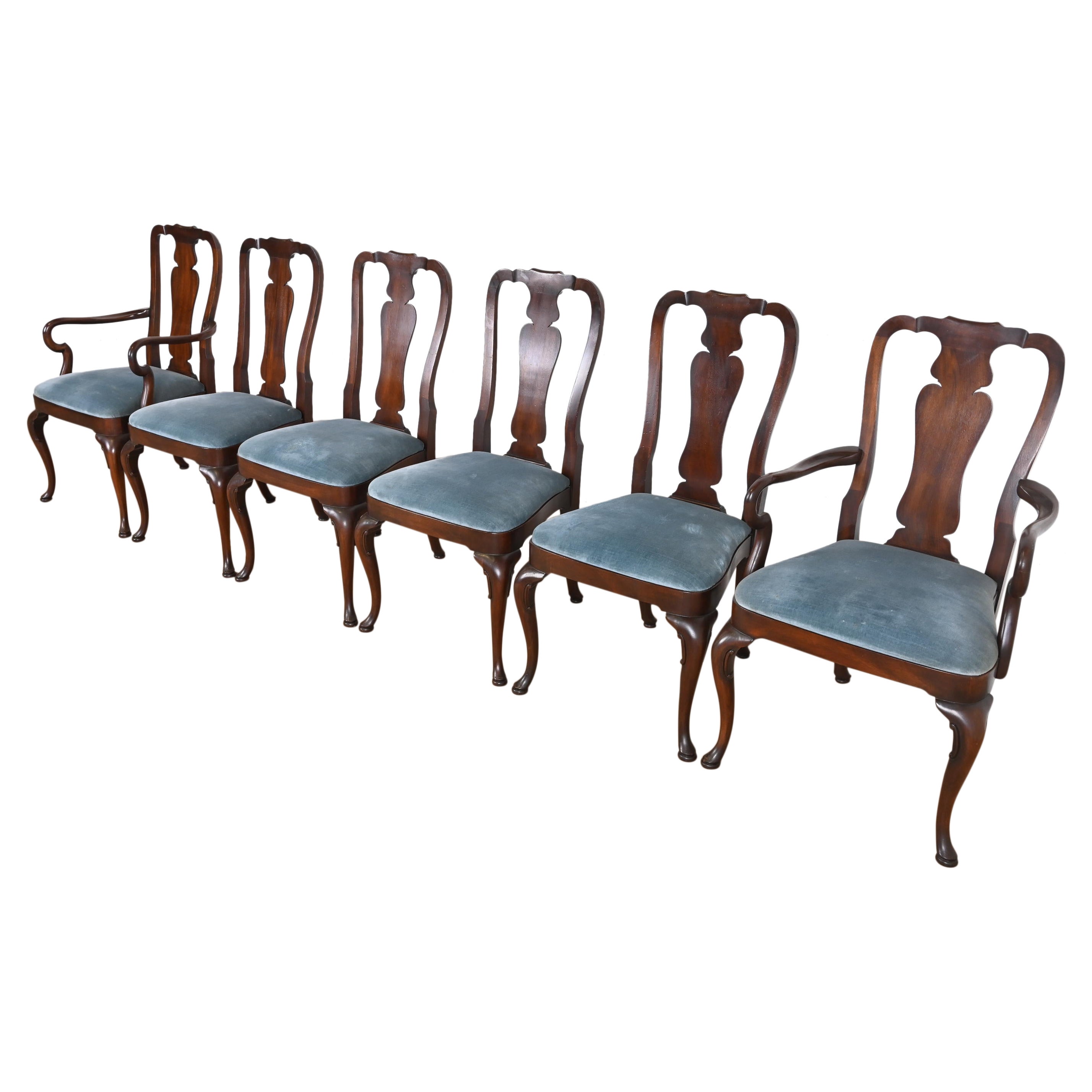 Kindel Furniture Queen Anne Mahogany Dining Chairs, Set of Six