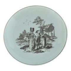 Saucer Dish, "Milkmaids" Pattern with Double Rebus, Worcester, circa 1757