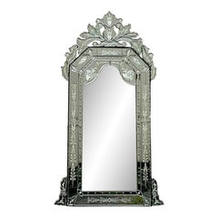 Vintage Regency Etched Venetian Mirror
