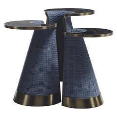 Rattan Nesting Side Tables with Shell and Brass Inlay by R&Y Augousti