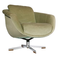 Space Age Lounge Sessel Mid Century Modern Drehsessel aus Velours 1970er