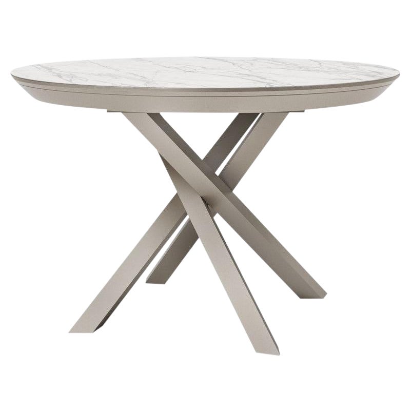 Puzzle Extendable Round Dining Table, Wood Top For Sale