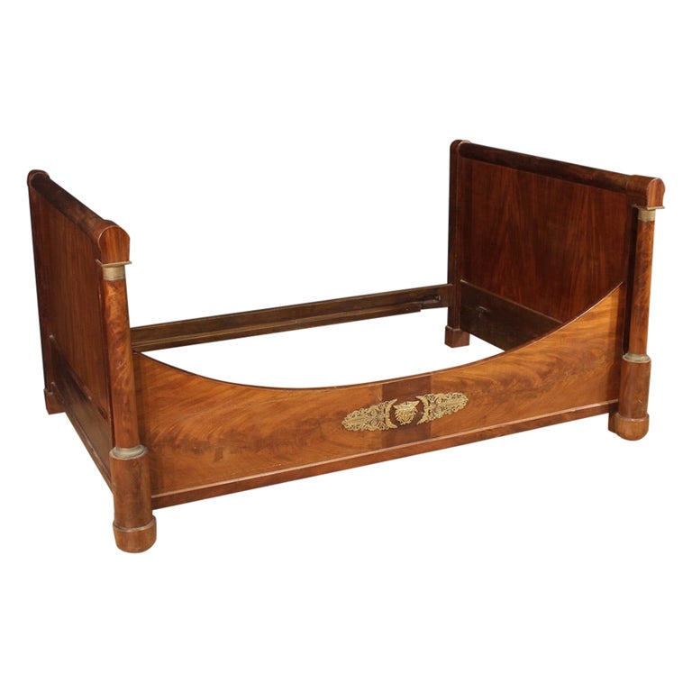 19th Century Wood with Gold Bronze and Brass Antique French Empire Bed, 1830 For Sale at 1stDibs