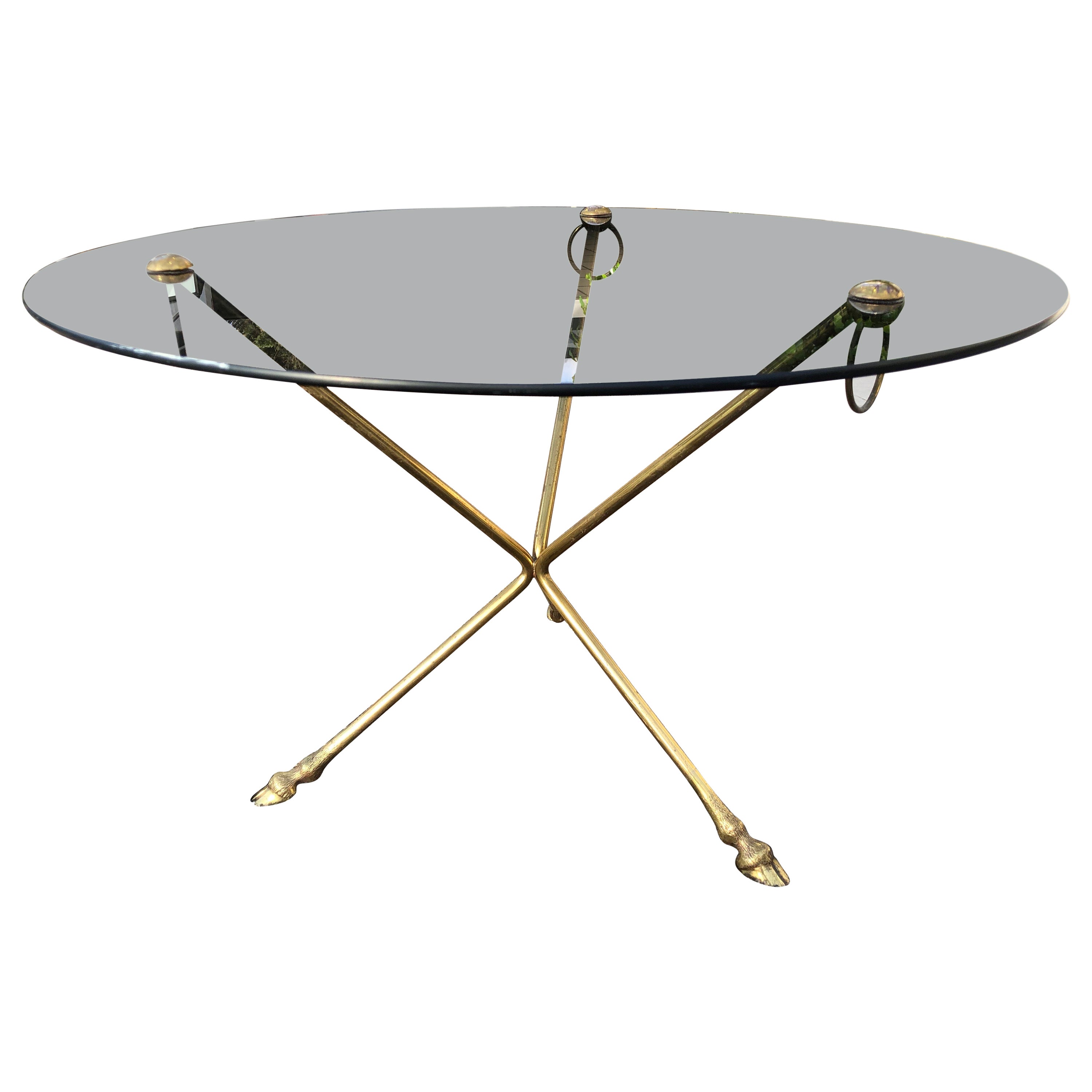 Glass and Brass Coffee Table 1970 in the Style of Maison Jansen