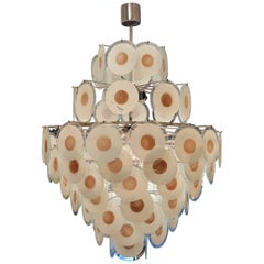 Carlo Nason AttrIbuted  Italy Murano White, Pink Chandelier, Pendant, Lamp