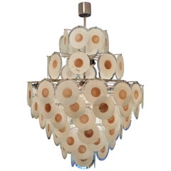 Retro Carlo Nason Italy Murano White, Pink Chandelier, Pendant, Lamp