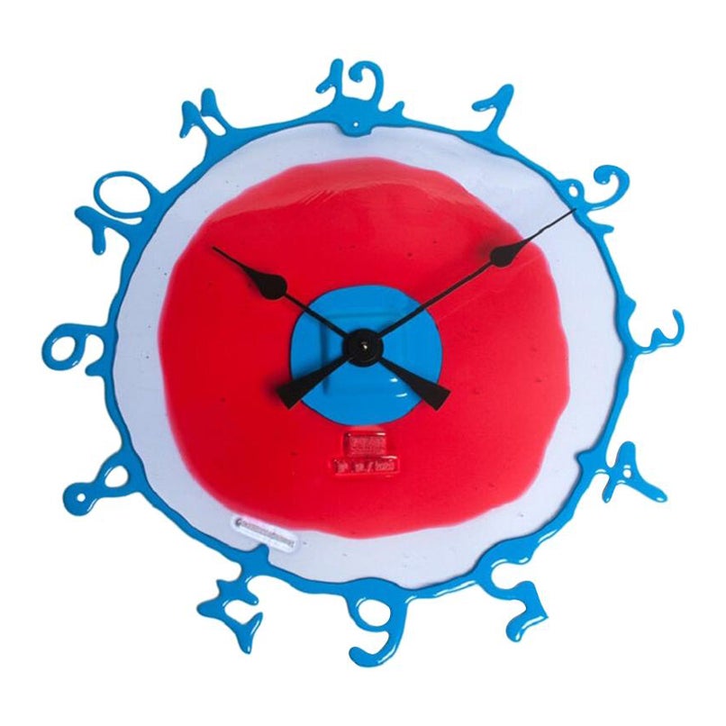 Round the Clock, Large, in Dark Ruby, Lilac & Matt Light Blue by Gaetano Pesce For Sale