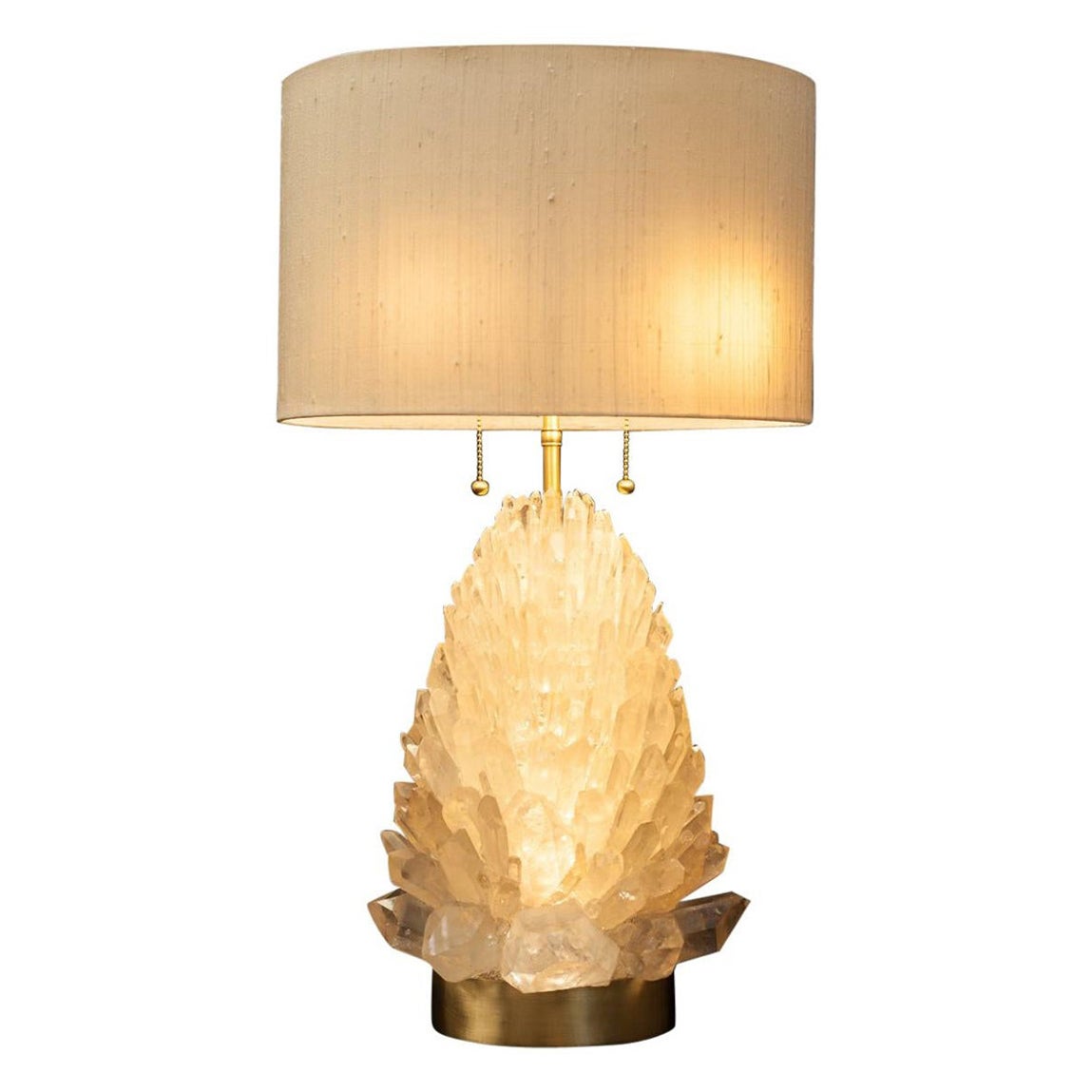 Natural Rock Crystal Table Lamp, Signed by Demian Quincke