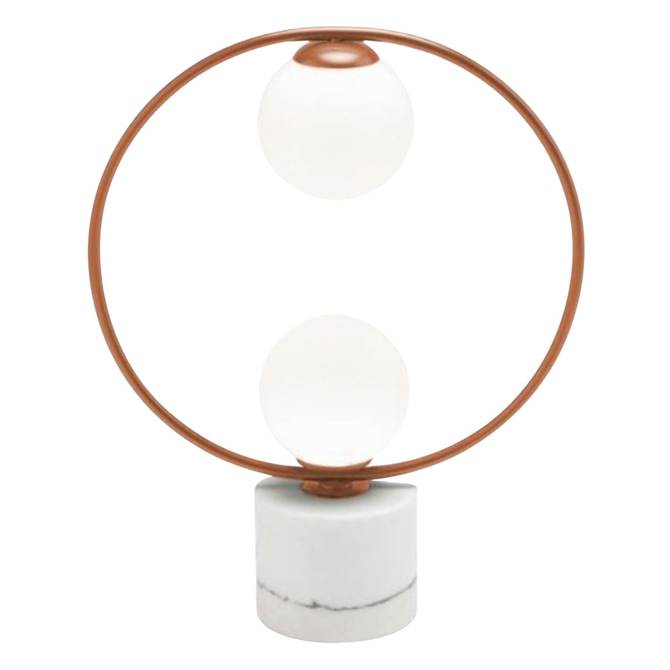 Copper Loop Table II Lamp with Marble Base by Dooq For Sale