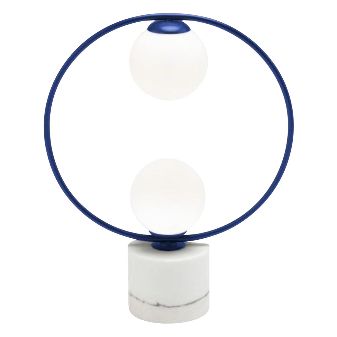 Cobalt Loop Table II Lamp with Marble Base by Dooq For Sale