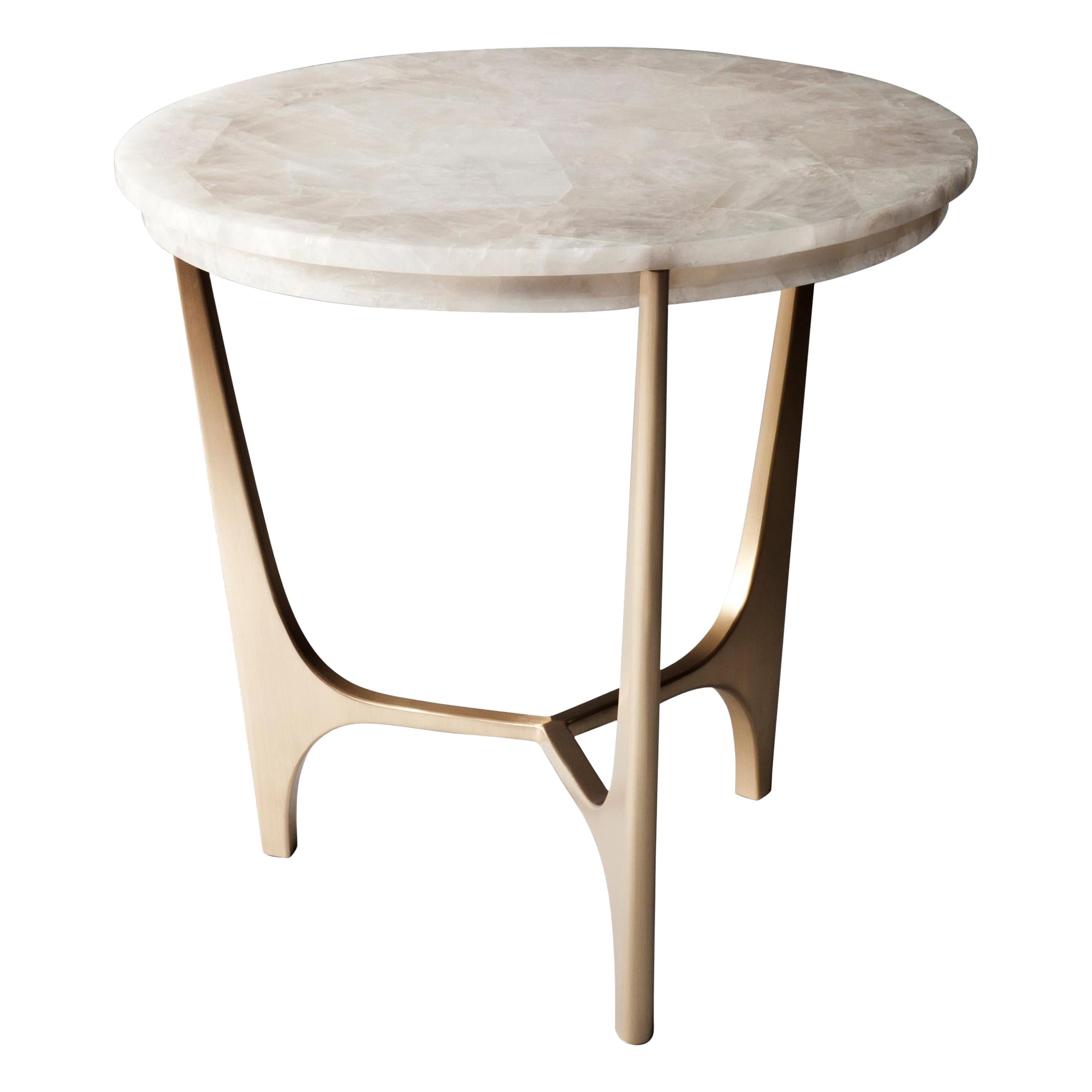 Athena Side Table by DeMuro Das in White Quartz with HandCast Solid