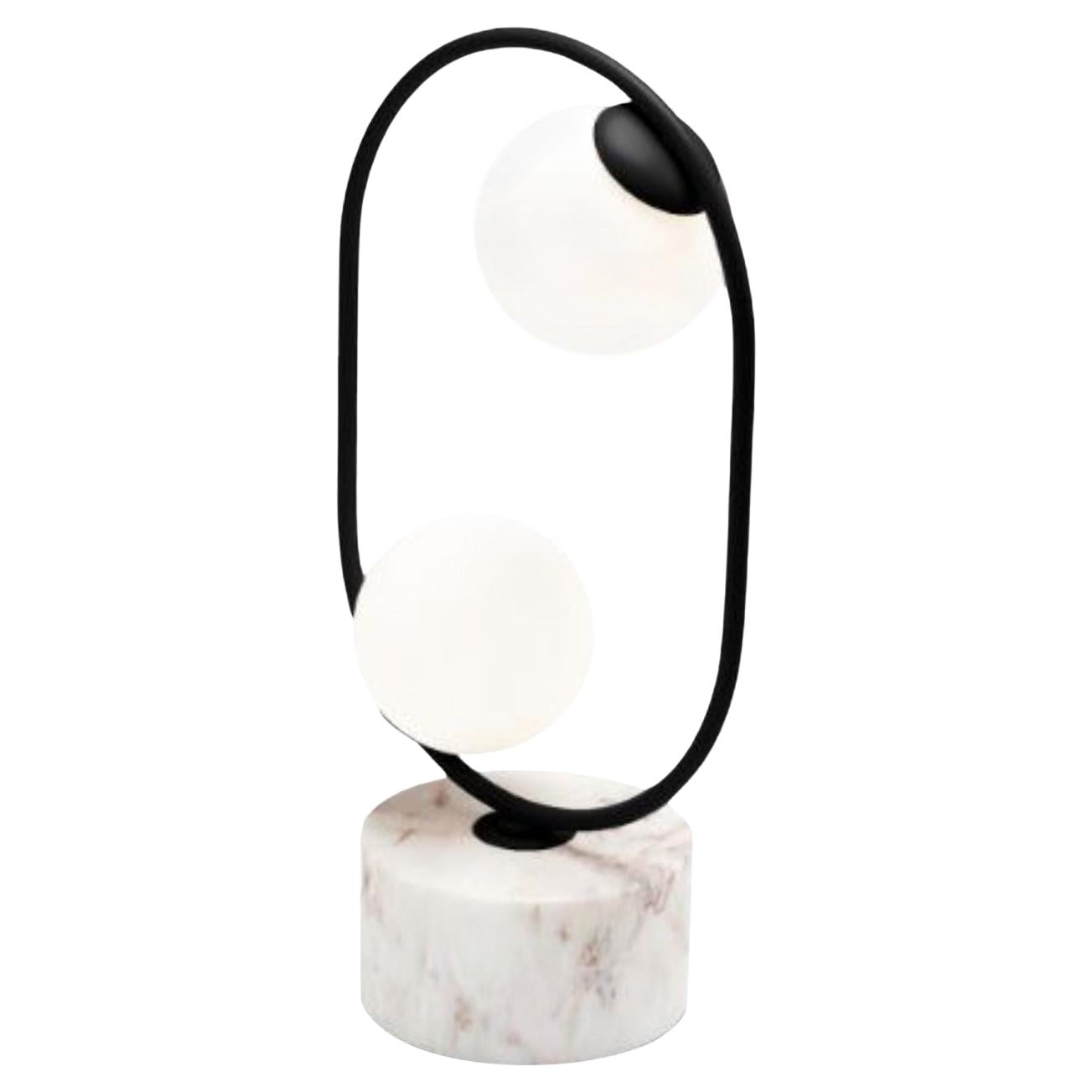 Black Loop Table I Lamp with Marble Base by Dooq