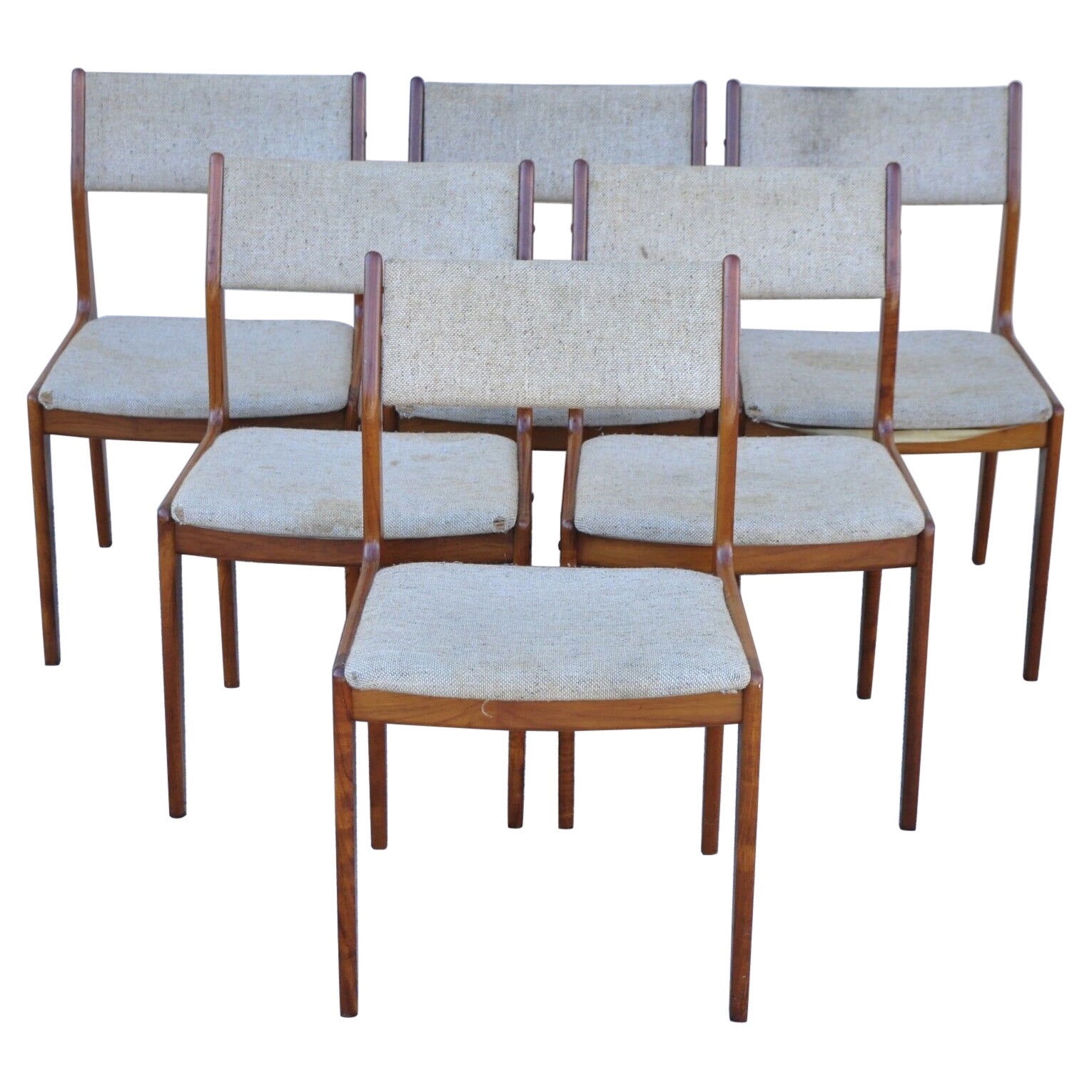 Vintage D-Scan Teak Wood Mid-Century Modern Danish Style Dining Chairs Set of 6
