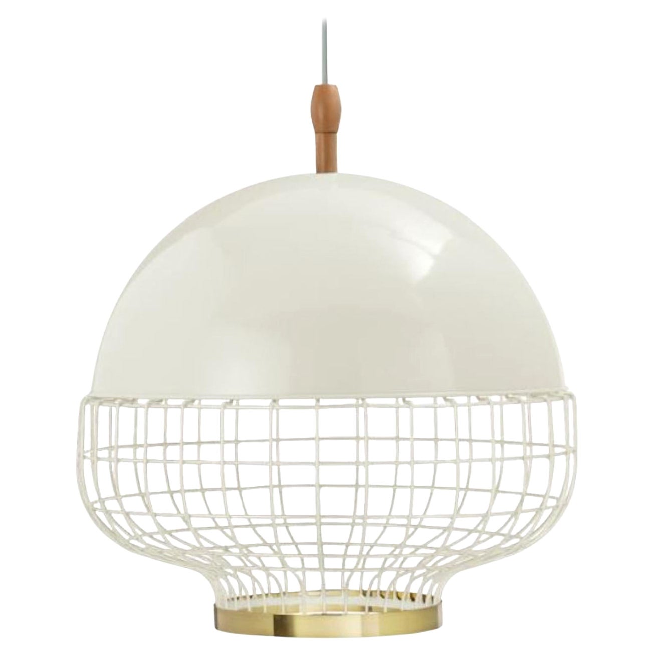 Ivory Magnolia I Suspension Lamp with Brass Ring by Dooq For Sale
