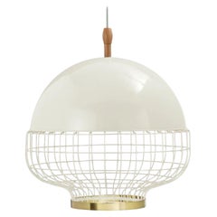 Ivory Magnolia I Suspension Lamp with Brass Ring by Dooq