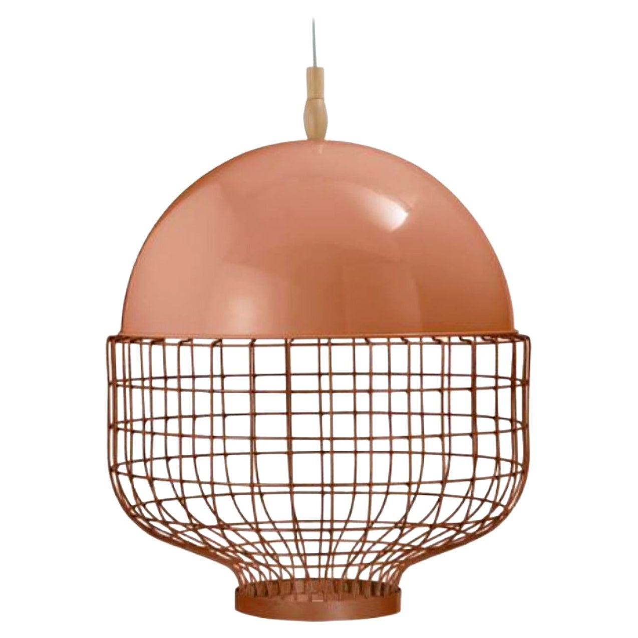 Salmon Magnolia Suspension Lamp with Copper Ring by Dooq For Sale