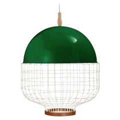 Emerald Magnolia Suspension Lamp with Copper Ring by Dooq