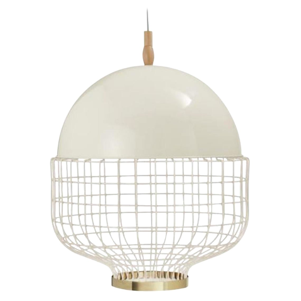 Ivory Magnolia Suspension Lamp with Brass Ring by Dooq