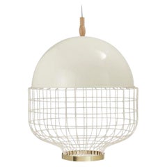 Ivory Magnolia Suspension Lamp with Brass Ring by Dooq