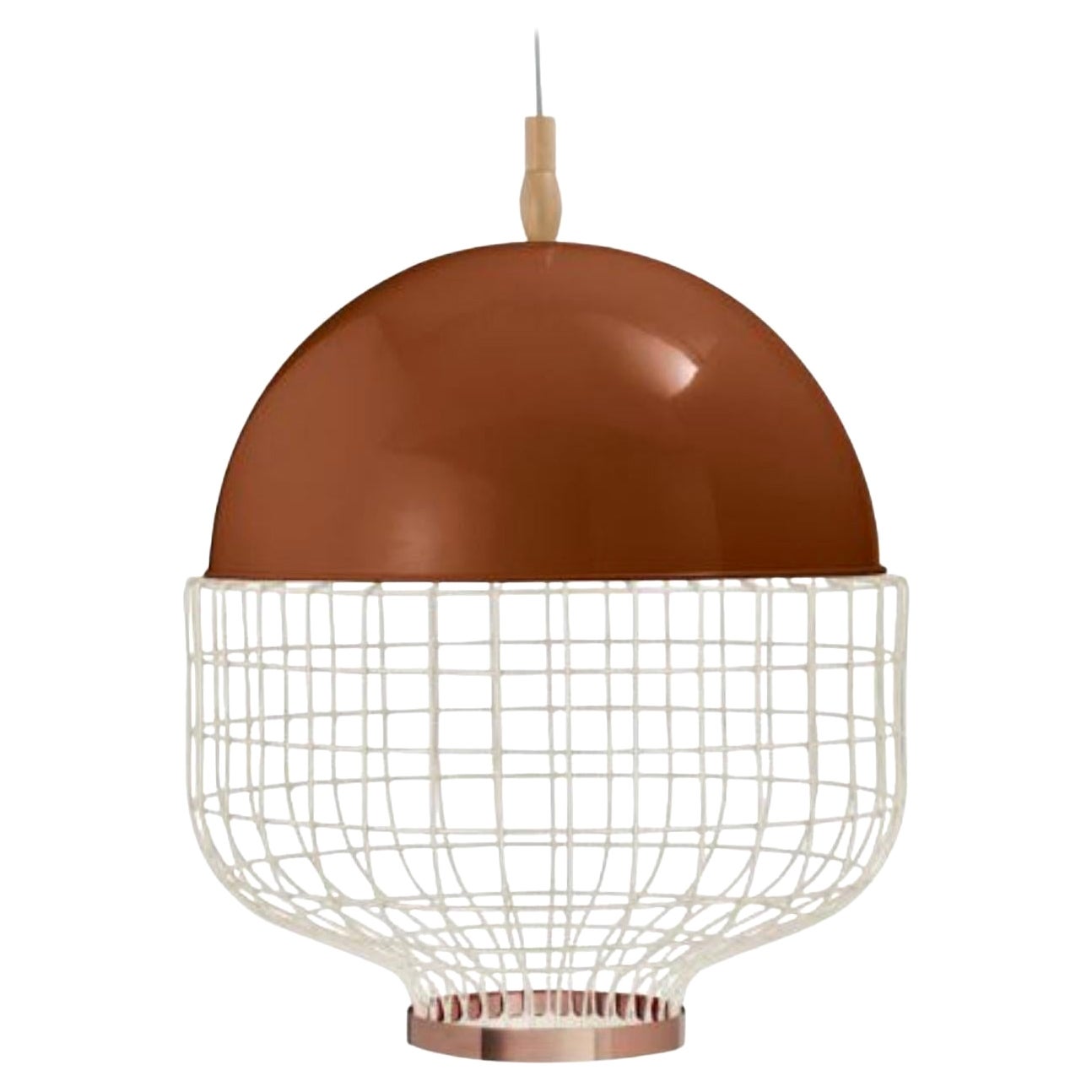 Copper Magnolia Suspension Lamp with Brass Ring by Dooq For Sale