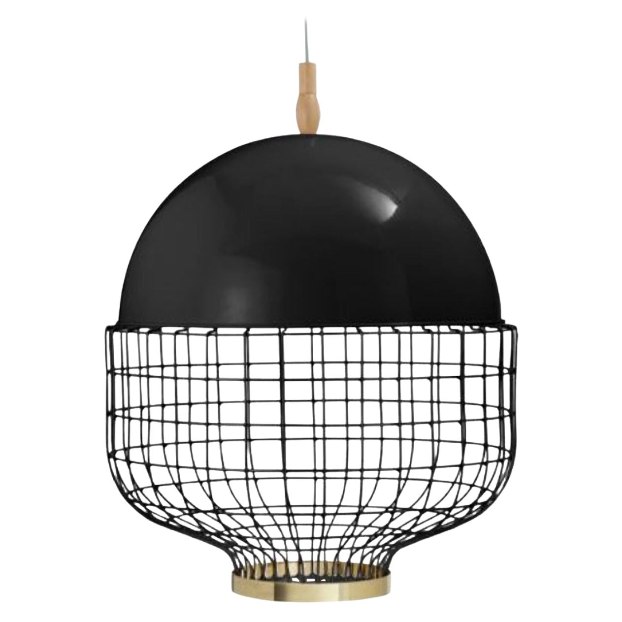 Tribeca Hubert Suspension Lamp/Frame, Black/Bronzed Brass at 1stDibs
