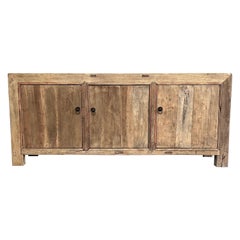 Vintage Custom Reclaimed Elm Wood 3 Door Cabinet or Console