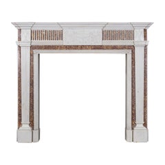 Georgian Statuary Marble Fireplace with Carved Tablet and Brocatelle Inlay