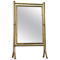 ANTIQUE FAUX BAMBOO BRASS DRESSING TABLE MIRROR, C. 1900's